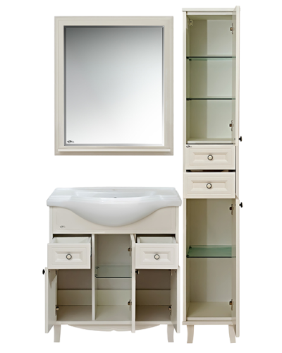 Шармель - 80 Тумба с 2 ящ. светло-бежевая эмаль / раковина