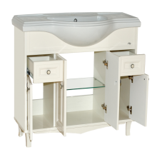 Шармель - 80 Тумба с 2 ящ. светло-бежевая эмаль / раковина