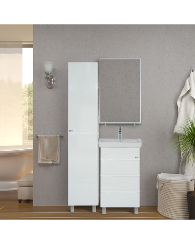 Прима -  60 Тумба 3 ящ. белая эмаль направ. с доводч. / раковина