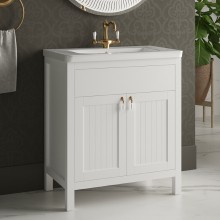 Адель - 80 Тумба прямая белая эмаль / раковина