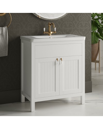 Адель - 80 Тумба прямая белая эмаль / раковина