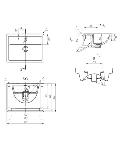 Элен - 50 Тумба с 2 ящ. направл. с доводчиком / раковина