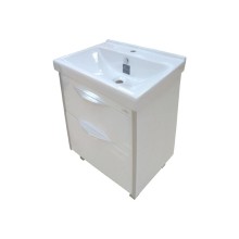 Фест - 80 Тумба 2 ящ. Белая эмаль Стекло / раковина