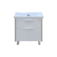 Фест - 80 Тумба 2 ящ. Белая эмаль Стекло / раковина