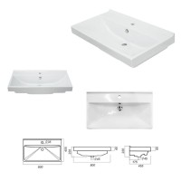 Фест - 80 Тумба 2 ящ. Белая эмаль Стекло / раковина