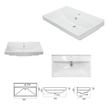 Фест - 80 Тумба 2 ящ. Белая эмаль Стекло / раковина