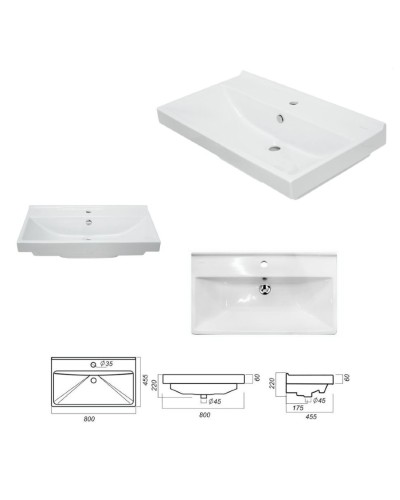 Фест - 80 Тумба 2 ящ. Белая эмаль Стекло / раковина