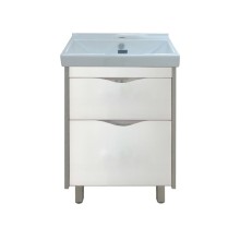 Фест - 60 Тумба 2 ящ. Белая эмаль Стекло / раковина