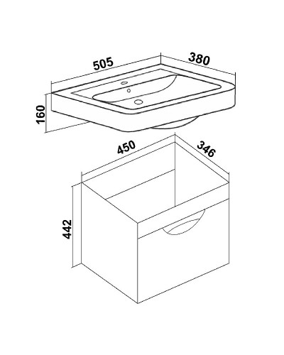 Тумба под раковину Runo Ибица 50 00000001046 подвесная Белая