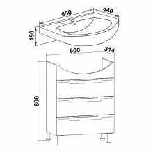 Тумба под раковину Runo Верона 65 00000001145 Белая