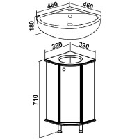 Тумба под раковину Runo Браво 40 00000000947 угловая Белая