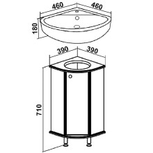 Тумба под раковину Runo Браво 40 00000000947 угловая Белая