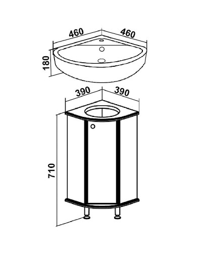 Тумба под раковину Runo Браво 40 00000000947 угловая Белая
