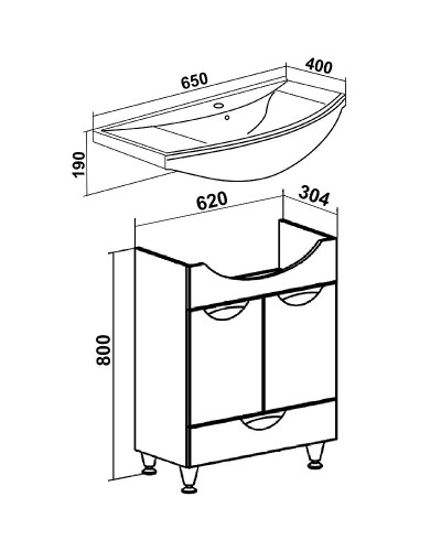 Тумба под раковину Runo Барселона 65 00000001035 Белая