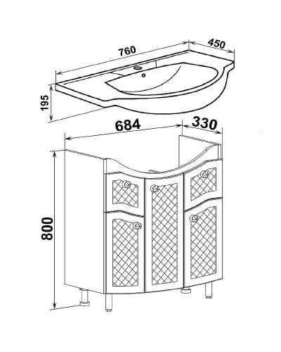 Тумба под раковину Runo Милано 75 УТ000002088 Белая