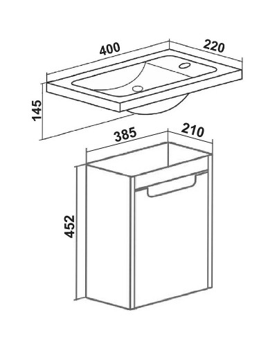 Тумба под раковину Runo Микра 40 R 00000001078 подвесная Белая