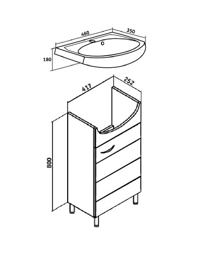 Тумба под раковину Runo Кипарис 45 00000000880 Белая