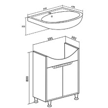 Тумба под раковину Runo Эко 60 00000001144 Белая Лиственница