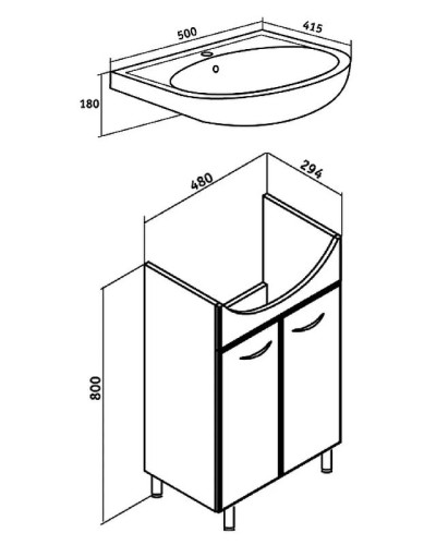 Тумба под раковину Runo Уют 50 00000000065 Белая