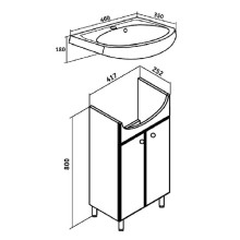 Тумба под раковину Runo Уют 45 00000000064 Белая