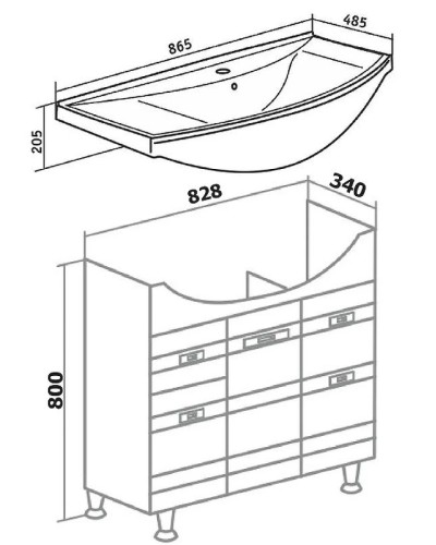 Тумба под раковину Runo Турин 85 УТ000002095 Белая
