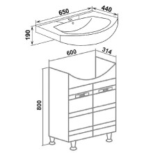 Тумба под раковину Runo Турин 65 УТ000002093 Белая