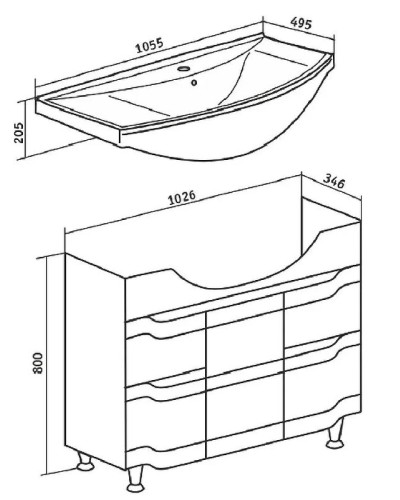 Тумба под раковину Runo Стиль 105 00000001118 Белая