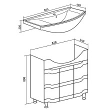 Тумба под раковину Runo Стиль 85 00000001113 Белая