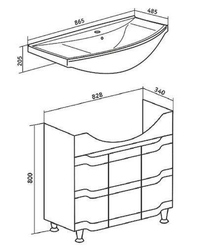 Тумба под раковину Runo Стиль 85 00000001113 Белая