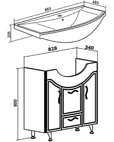 Тумба под раковину Runo Севилья 85 00000000597 Белая