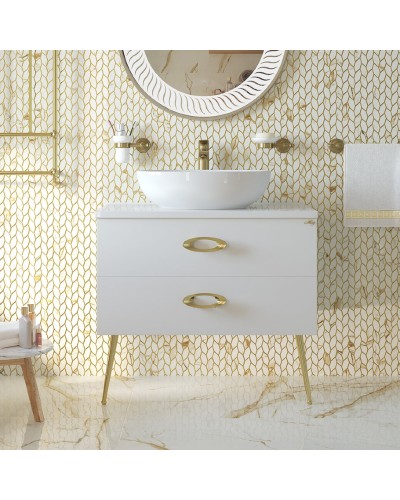 Маргарет - 80 Тумба напольная с 2 ящ. зол.ножк. / столешница / раковина