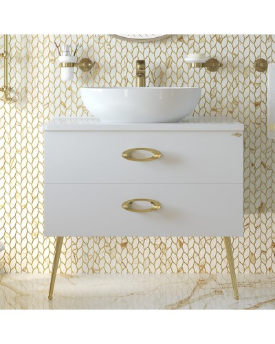 Маргарет - 80 Тумба напольная с 2 ящ. зол.ножк. / столешница / раковина