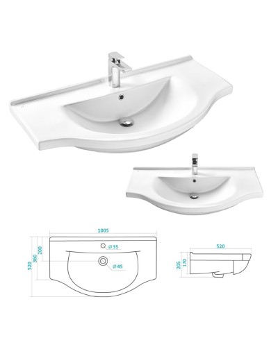 Эльбрус -100 Тумба белая эмаль / раковина