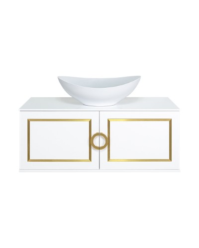 STEFFANY -105 Тумба подвесная 2 дв. с латунными вставками / столешница / раковина