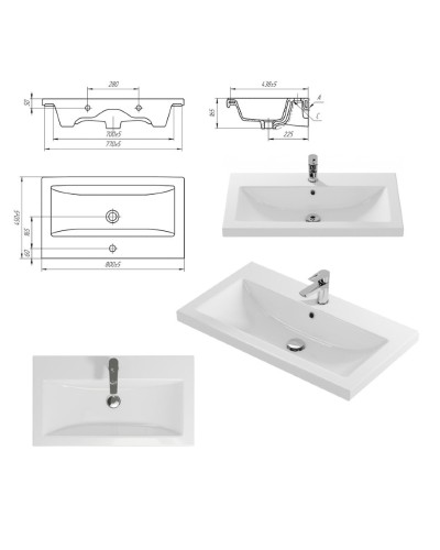 Фостер - 80 Тумба напольная с 2 ящ. белая / раковина