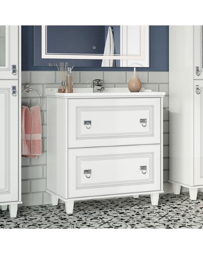 Версаль - 80 Тумба с 2 ящ. белая матовая / раковина