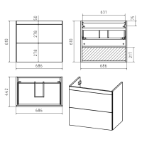Атлантик - 70 Тумба подвесная с 2 ящ. закруг. края / раковина