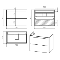 Атлантик - 80 Тумба подвесная с 2 ящ. закруг. края / раковина