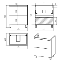 Атлантик - 70 Тумба напольная  с 2 ящ. закруг. края / раковина
