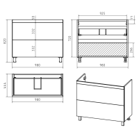 Атлантик -100 Тумба напольная  с 2 ящ. закруг. края / раковина