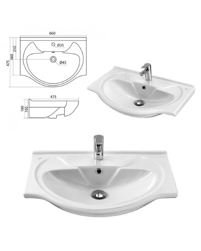 Эльбрус - 65 Тумба белая эмаль / раковина