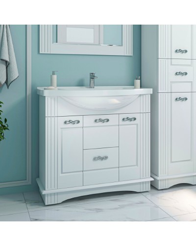 Эльбрус -100 Тумба белая эмаль / раковина