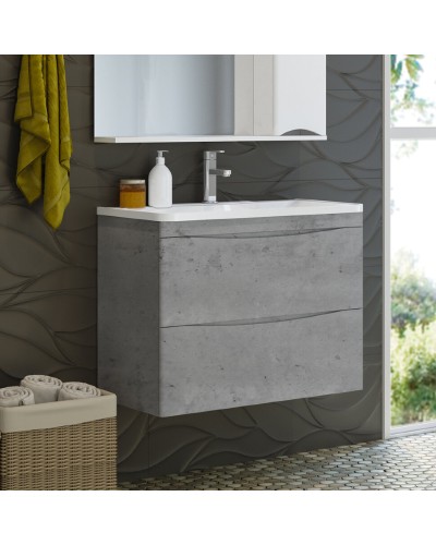 Атлантик - 60 Тумба подвесная с 2 ящ. закруг. края серый камень / раковина