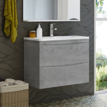 Атлантик - 70 Тумба подвесная с 2 ящ. закруг. края серый камень / раковина