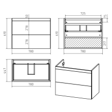 Атлантик - 80 Тумба подвесная с 2 ящ. закруг. края серый камень