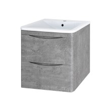 Атлантик - 60 Тумба подвесная с 2 ящ. закруг. края серый камень / раковина