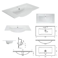 ROCK - 90 Тумба прямая подвесная темно-серый / раковина