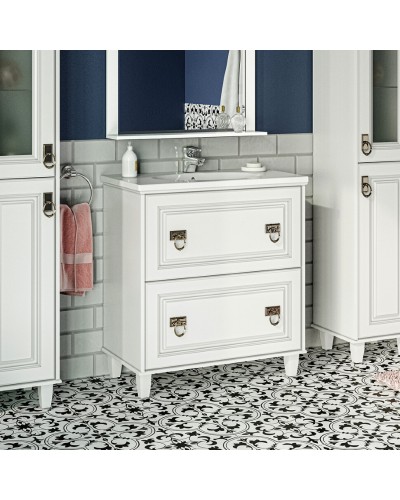 Версаль - 80 Тумба с 2 ящ. белая матовая / раковина