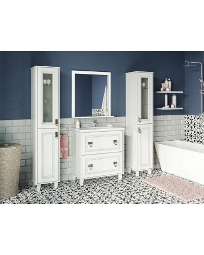 Версаль - 80 Тумба с 2 ящ. белая матовая / раковина