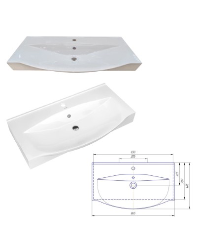 Элвис - 85 Тумба подвесная 2 ящ. белая эмаль / раковина